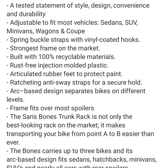 Saris Bones 3 Bike Rack Bicycle Carrier, Red - Picture 3 of 3